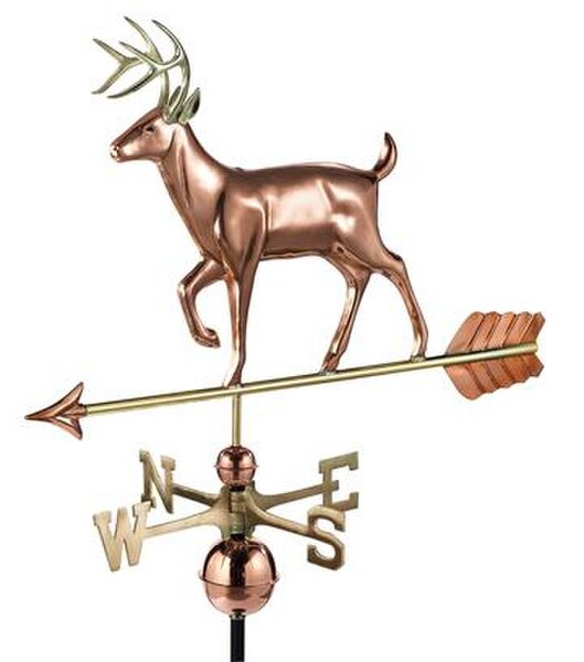 White Tail Buck Weathervane Sculptural Deer Directional Figurines Art